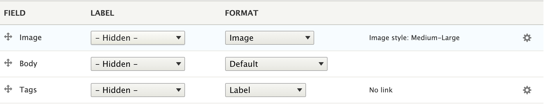 Screen shot of initial display settings