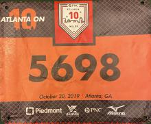 PNC Atlanta 10 Miler race bib