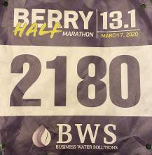 Berry Half Marathon race bib