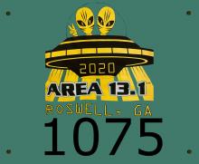 Area 13.1 Half-marathon race bib