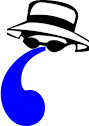 Incognito apostrophe Cartoon apostrophe in sunglasses and spy hat