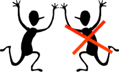 Doppelganger stick figures with one crossed out with a red X.